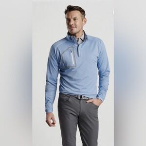 NWT $145 Peter Millar Men's Navy Forge Performance Quarter-Zip (Small)